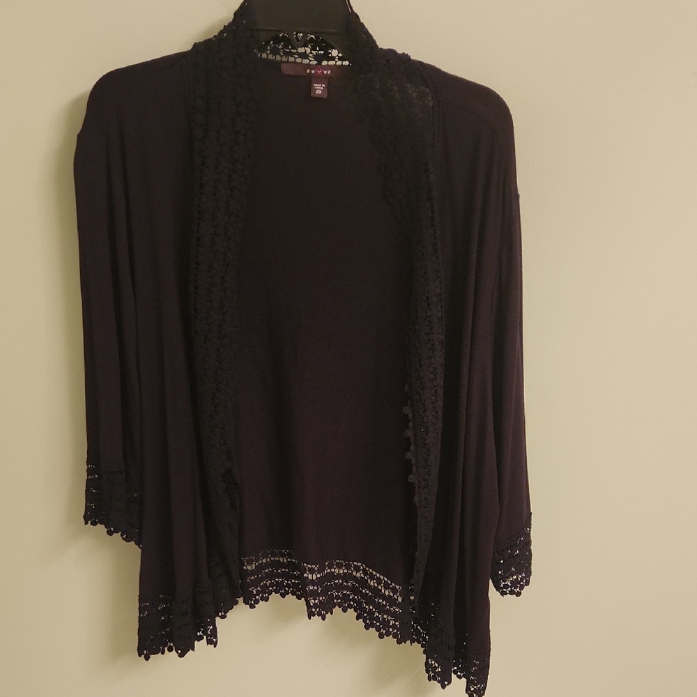 Elegant Black Lace-Trimmed Women's Sweater